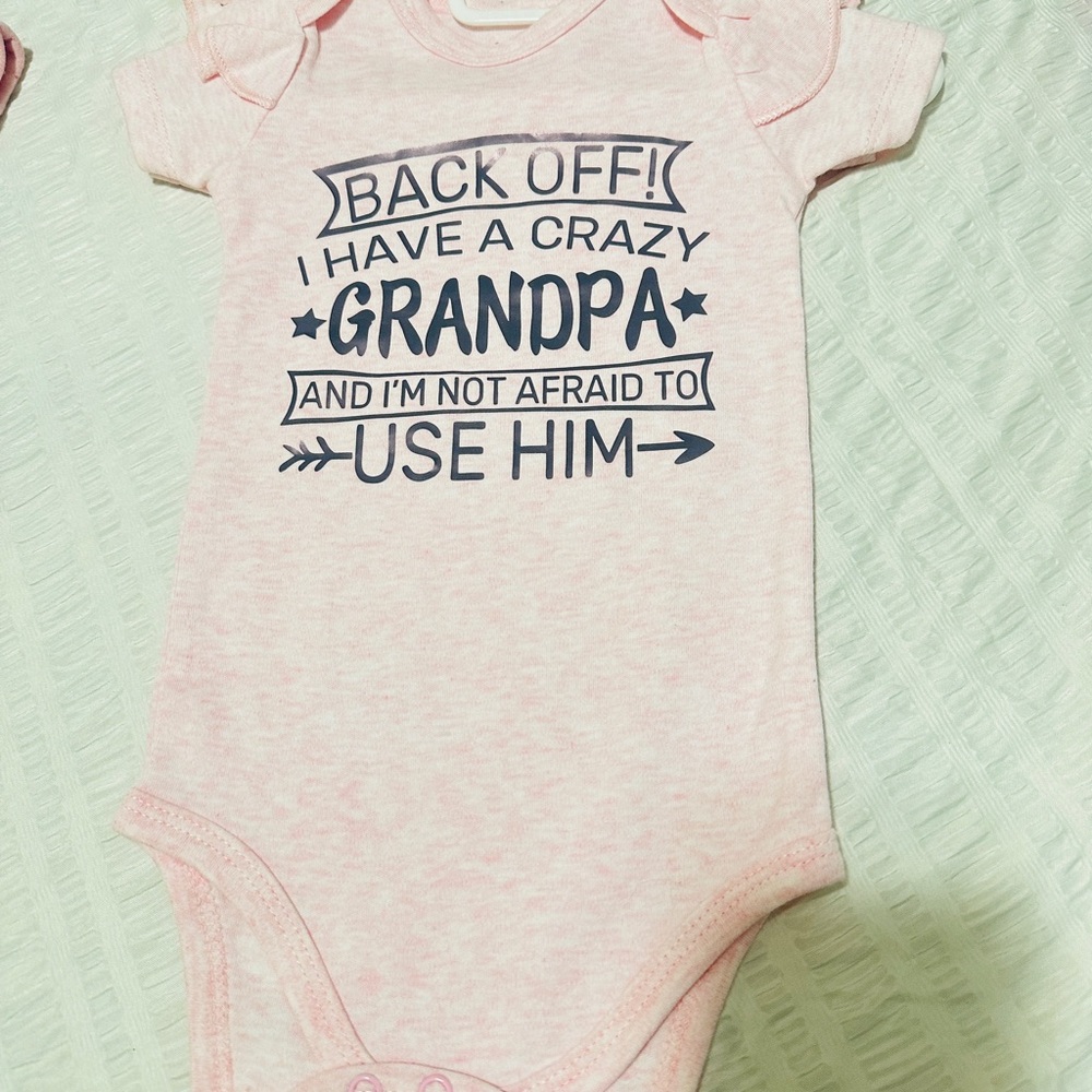 Pink Baby Onesie with Fun Grandpa Print